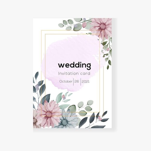 Watercolor unique natural wedding invitation card template