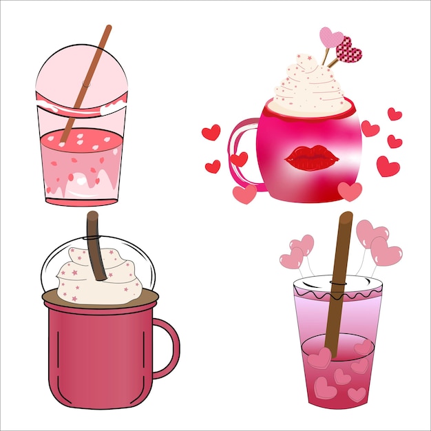 Watercolor valentine coffee cup clipart