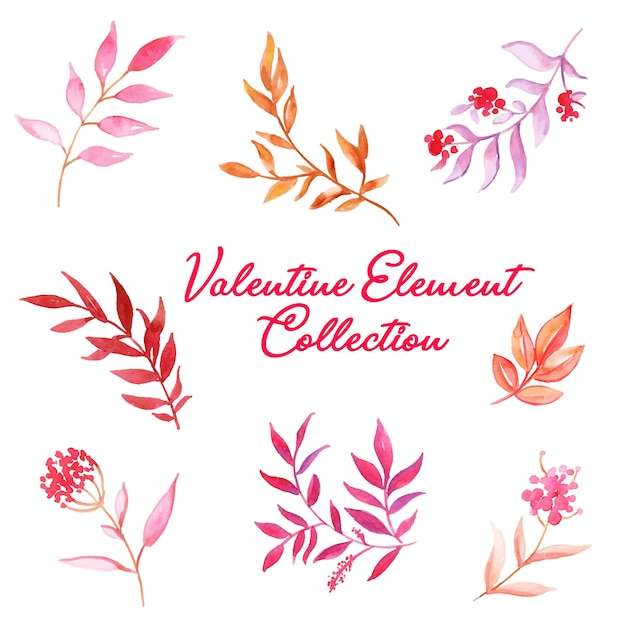 Watercolor Valentine Elements Collection