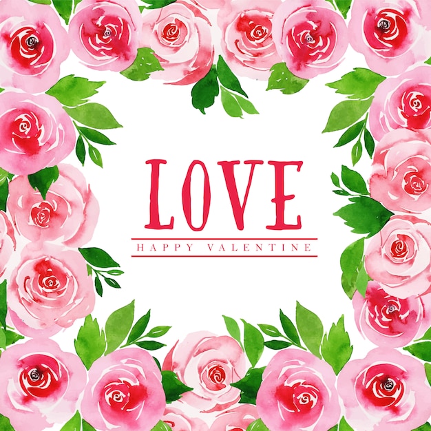 Watercolor Valentine Floral Background