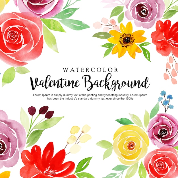 Watercolor Valentine Floral Background