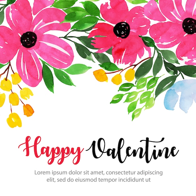 Watercolor Valentine Floral Background