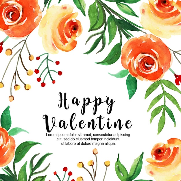 Watercolor Valentine Floral Background