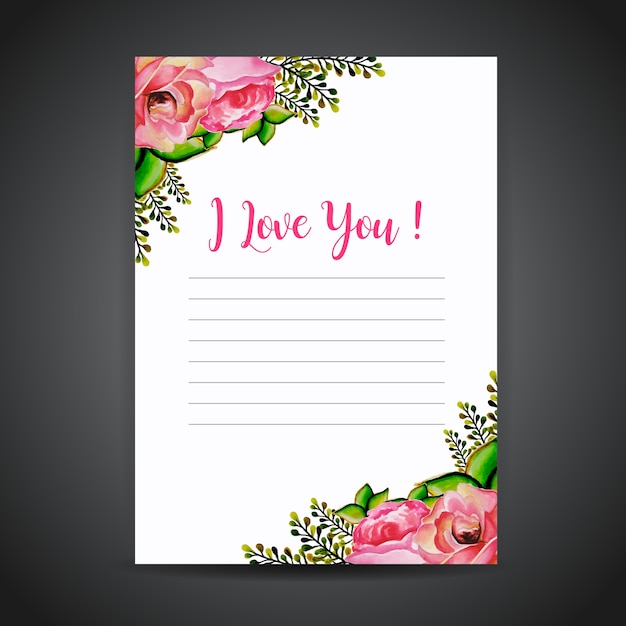 Watercolor Valentine Floral Love Letter