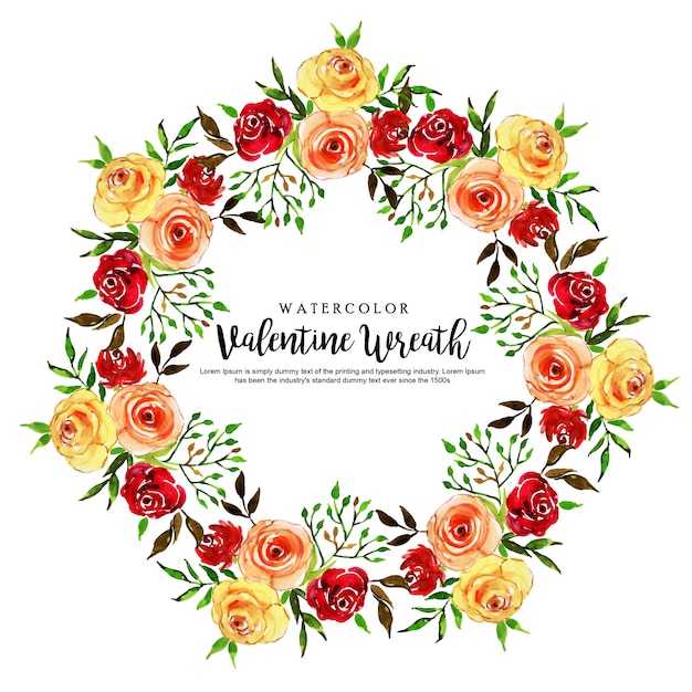 Watercolor Valentine Floral Wreath