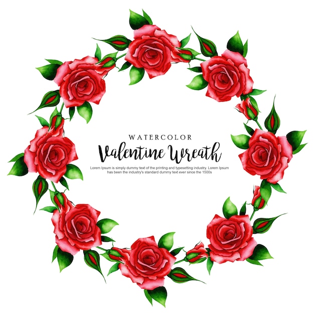 Watercolor Valentine Floral Wreath