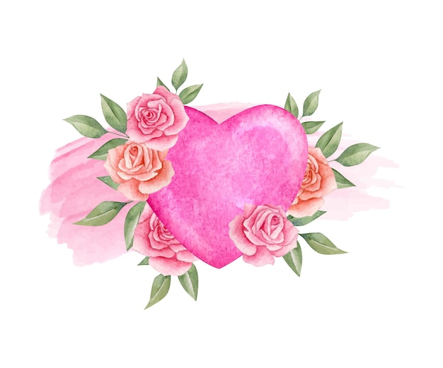 Watercolor valentine's day floral card