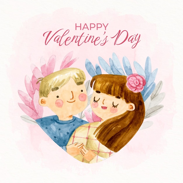 Watercolor valentine's day illustration