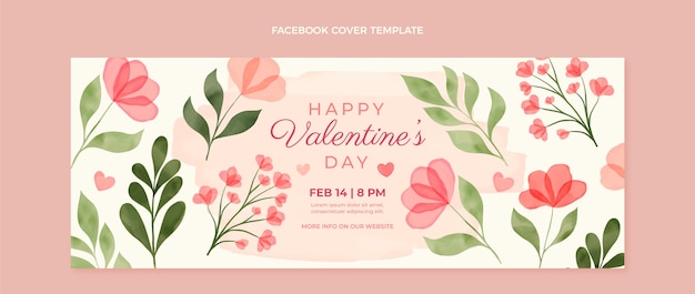 Watercolor valentine's day social media cover template