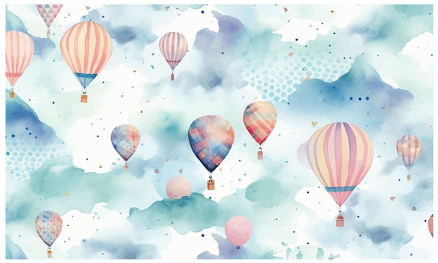 Watercolor vector background with balloons