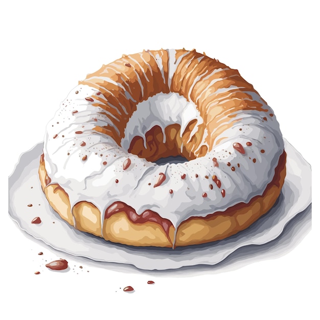 Watercolor vector Pczki pastry clipart editable white background