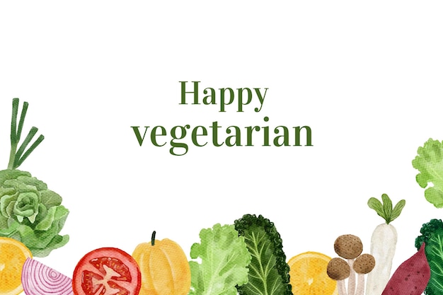 Watercolor vegetables background vegetarian day template