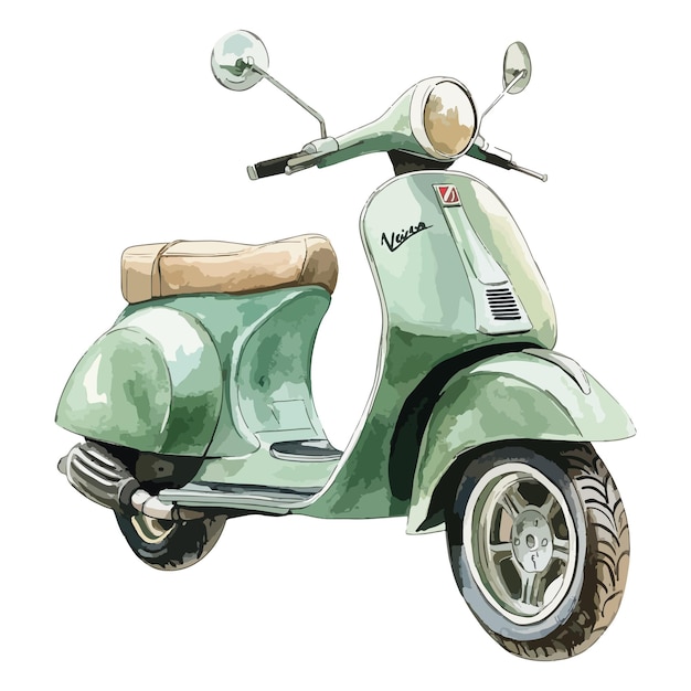 Vector watercolor vespa isolated on white