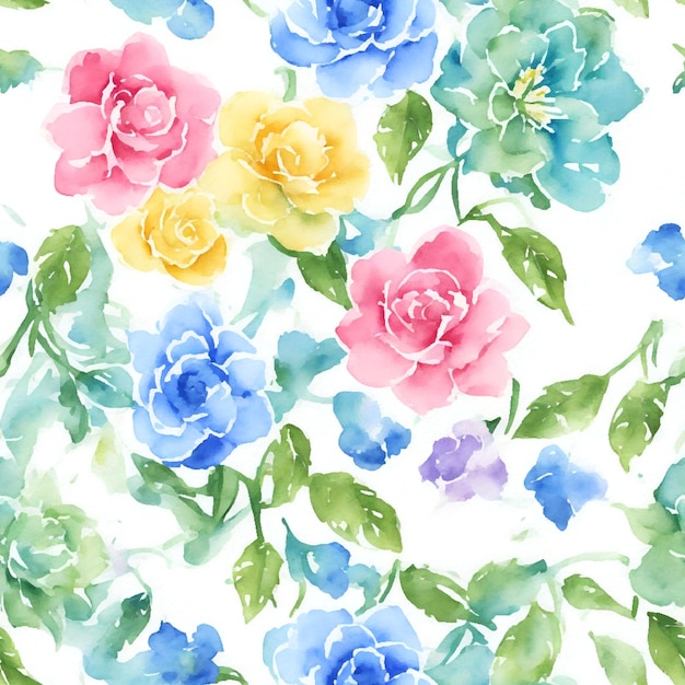 Watercolor of violet flowers seamless pattern vector image