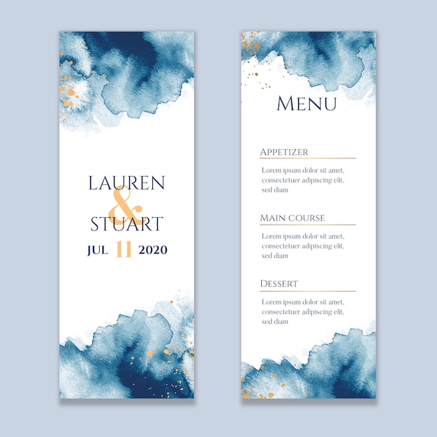 Watercolor Washes Wedding Menu