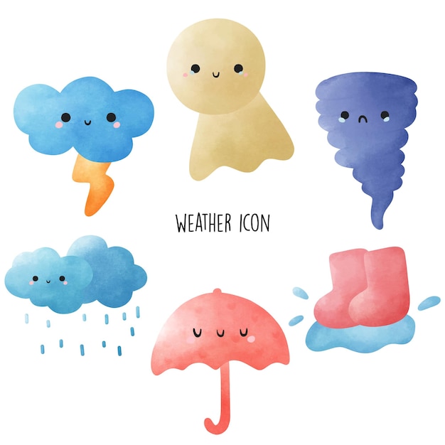 Watercolor weather icon vector illustration