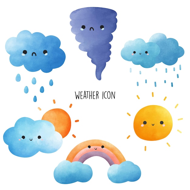 Watercolor weather icon vector illustration