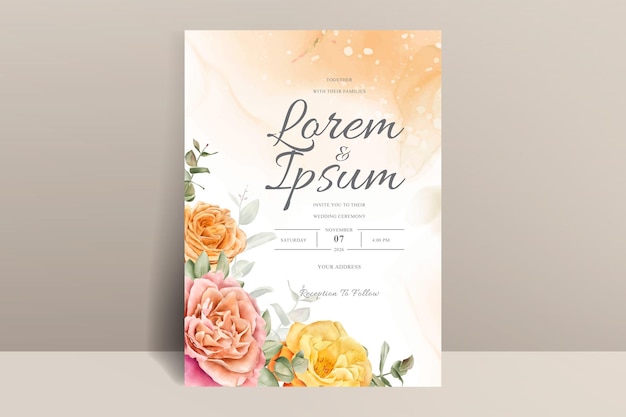 Watercolor wedding card invitation template