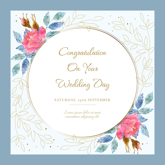 Watercolor wedding congratulations card