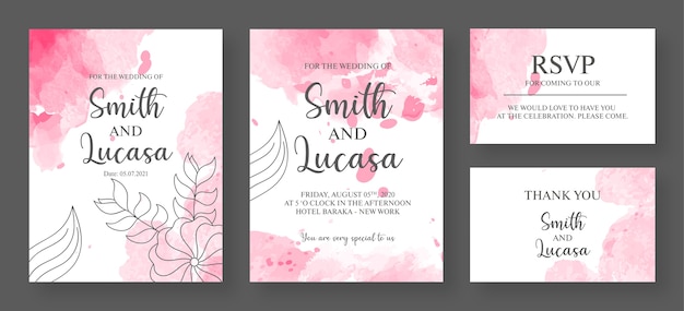 Watercolor wedding invitation card design