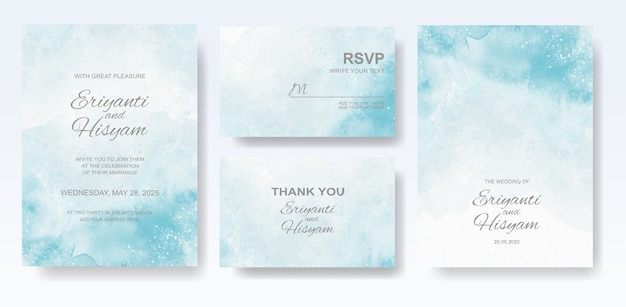 Watercolor wedding invitation card set