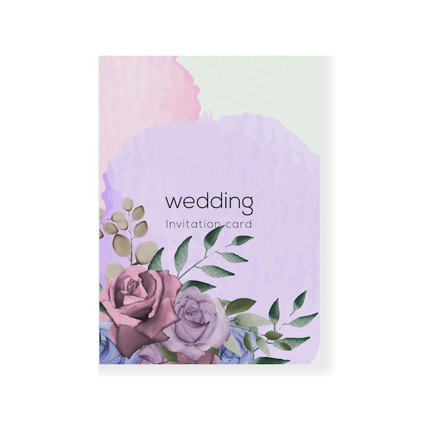 Watercolor wedding invitation card template design