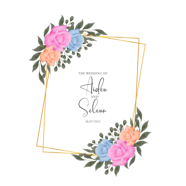 Watercolor wedding invitation card template