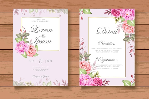 Watercolor wedding invitation card template