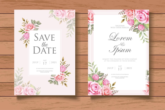 Watercolor wedding invitation card template