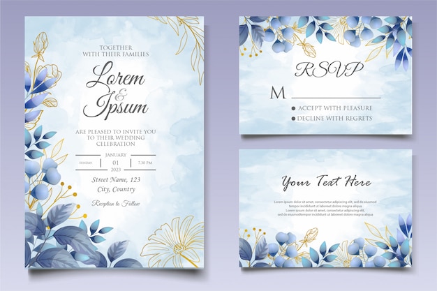 Watercolor Wedding Invitation Design Template