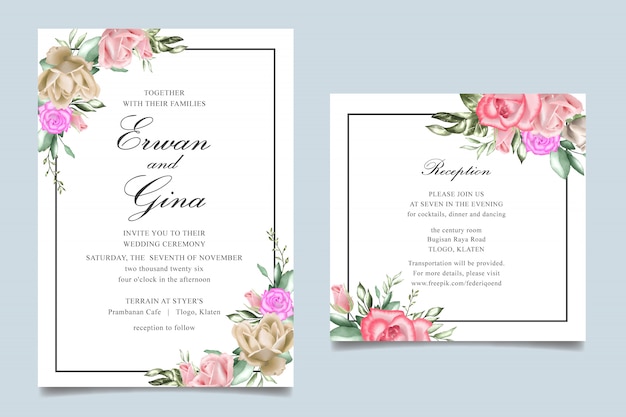 watercolor wedding invitation template card design