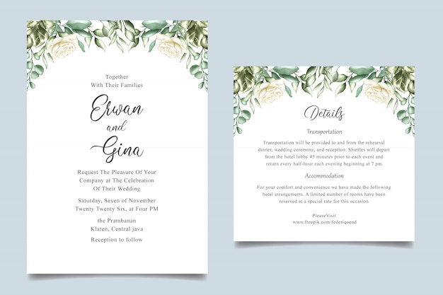 Watercolor wedding invitation template