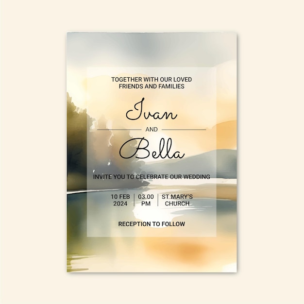 watercolor wedding invitation template