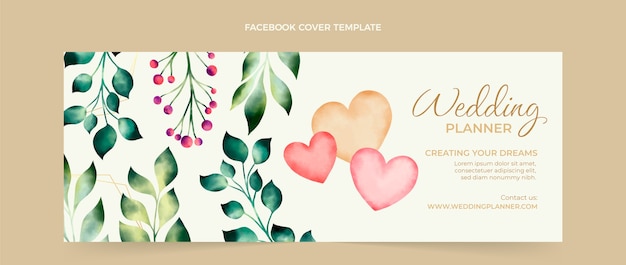 Watercolor wedding planner social media cover template