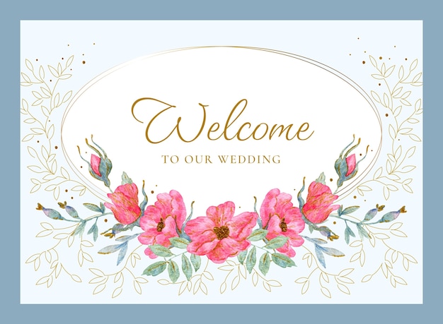 Watercolor wedding sign template