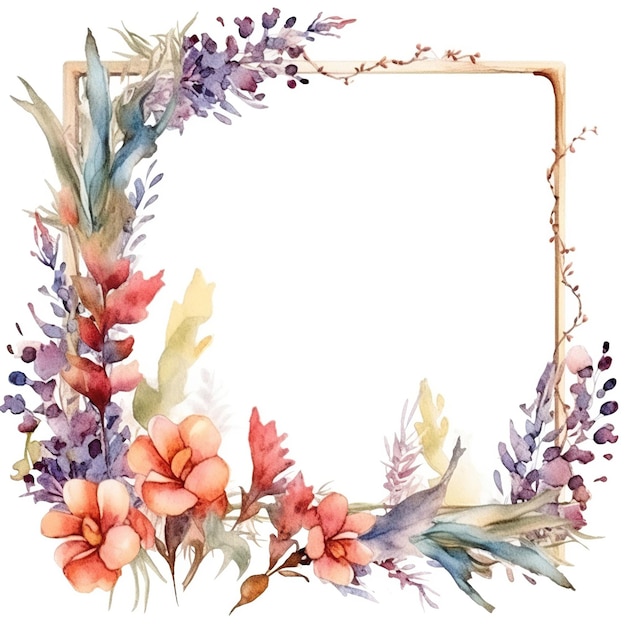 Watercolor wildflowers Frame Clipart