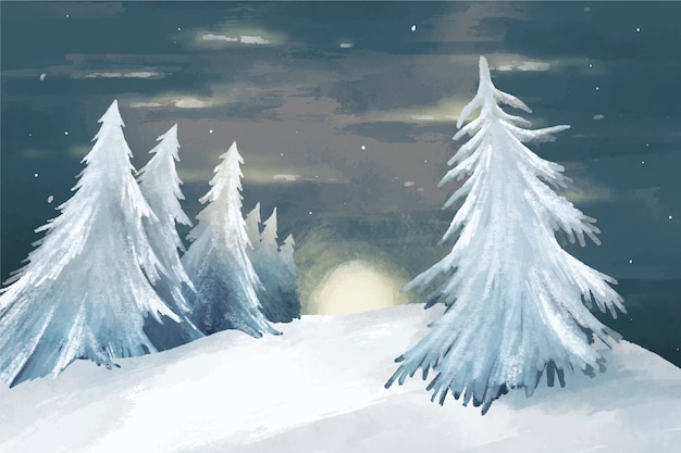 Watercolor winter solstice illustration