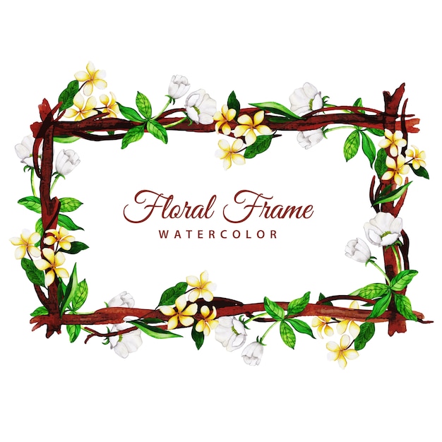 Watercolor Wooden Floral Frame Multi-Purpose Background