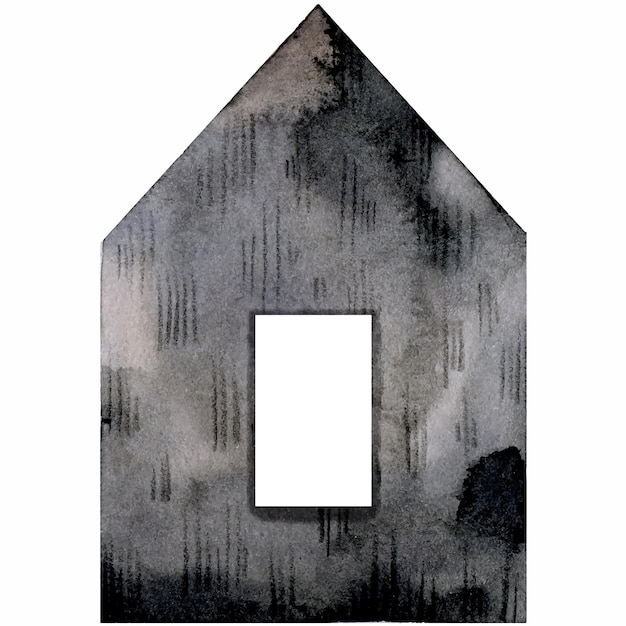 Watercolor wooden house in scandinavian style