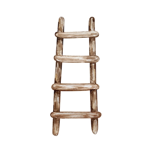 Watercolor wooden ladder shelfxAxA