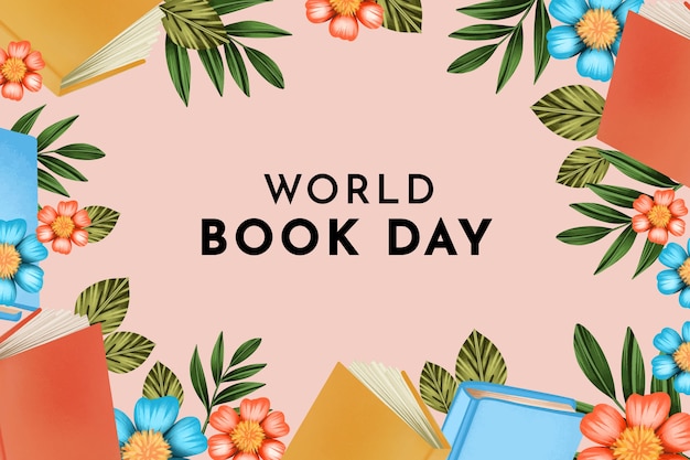 Watercolor world book day background