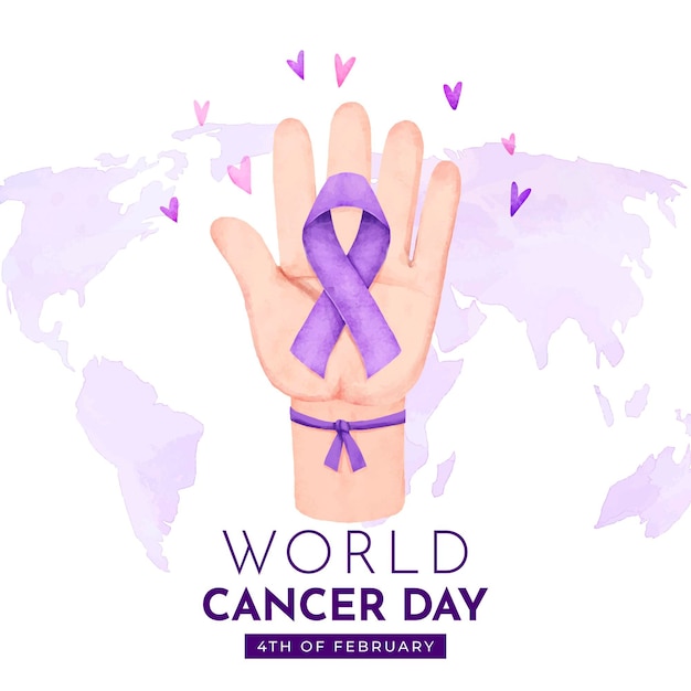 Watercolor world cancer day