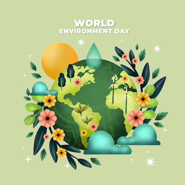 Watercolor world environment day illustration