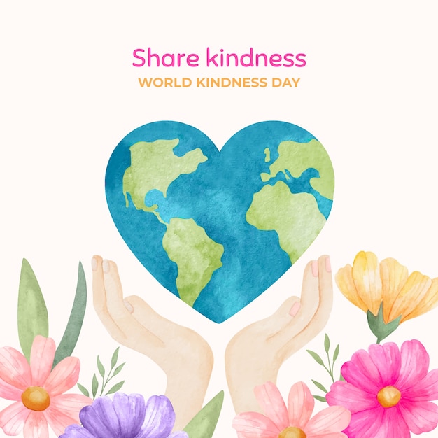 Watercolor world kindness day illustration