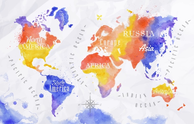 Watercolor world map