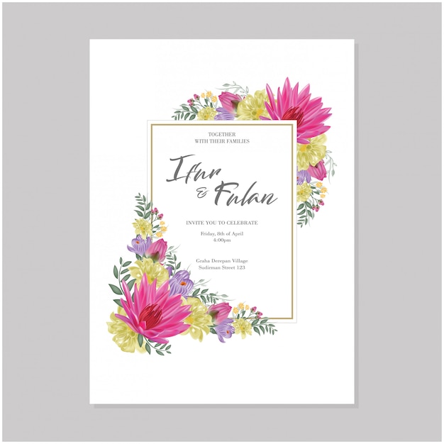 Watercolor wreath wedding cards