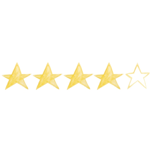 Watercolor yellow five stars review illustration