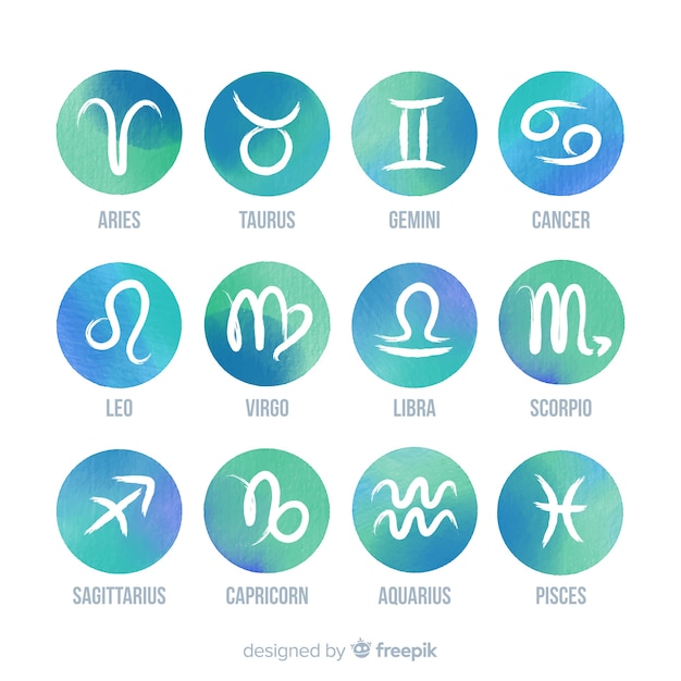 Watercolor zodiac signs