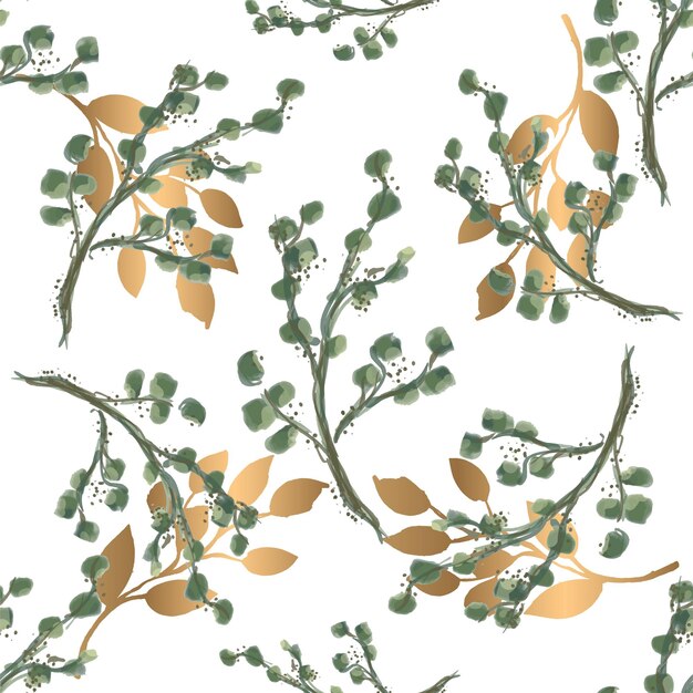 Vector watercolour seamless leaf pattern