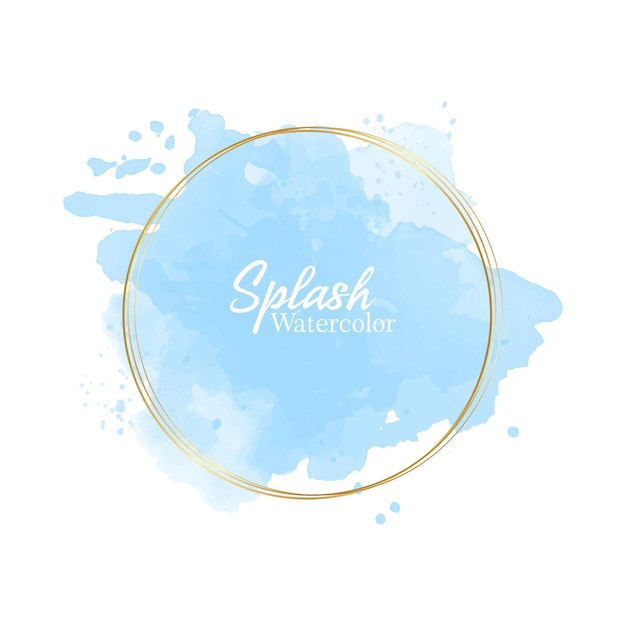 watercolour splash with golden frame vector